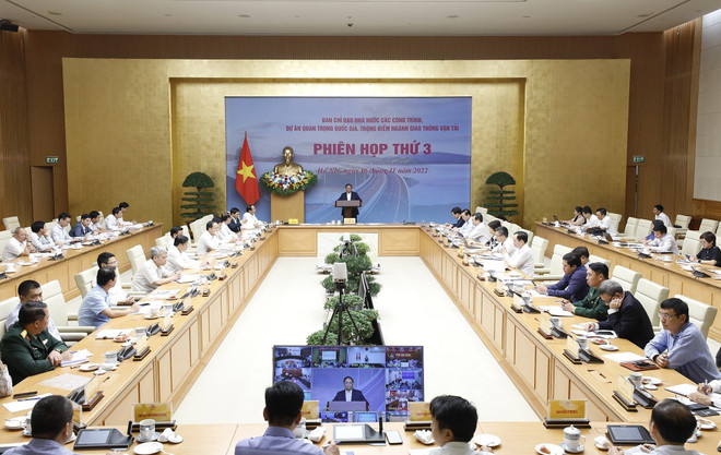 Quang cảnh phiên họp. (Ảnh: Dương Giang/TTXVN) Phiên họp thứ 3 Ban Chỉ đạo các công trình, dự án quan trọng quốc gia ảnh 5