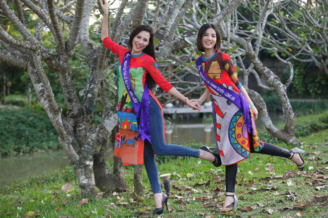 Top 16 thí sinh Hoa khôi Áo dài mặc đồ do trẻ mẫu giáo thiết kế ảnh 2