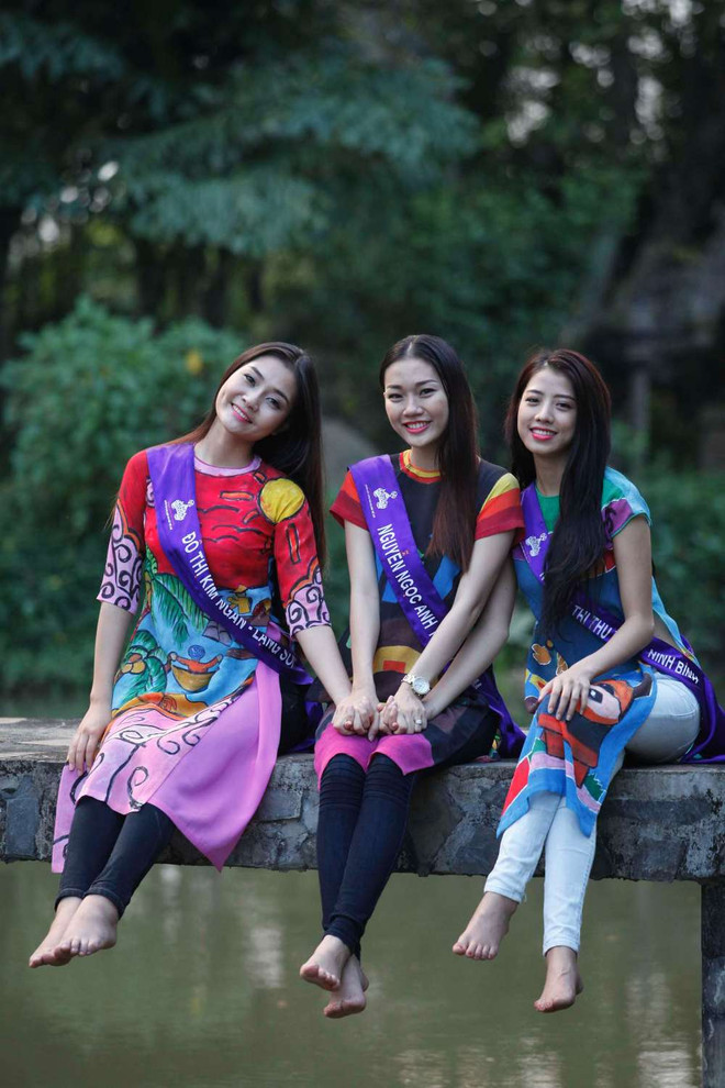 Top 16 thí sinh Hoa khôi Áo dài mặc đồ do trẻ mẫu giáo thiết kế ảnh 9