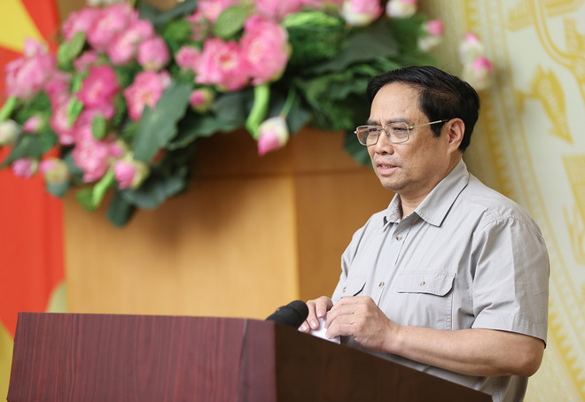 Thủ tướng Phạm Minh Chính kết luận phiên họp. (Ảnh: Dương Giang/TTXVN) Thủ tướng: Chấm dứt tình trạng thông thầu, bán thầu, chia cắt dự án ảnh 1