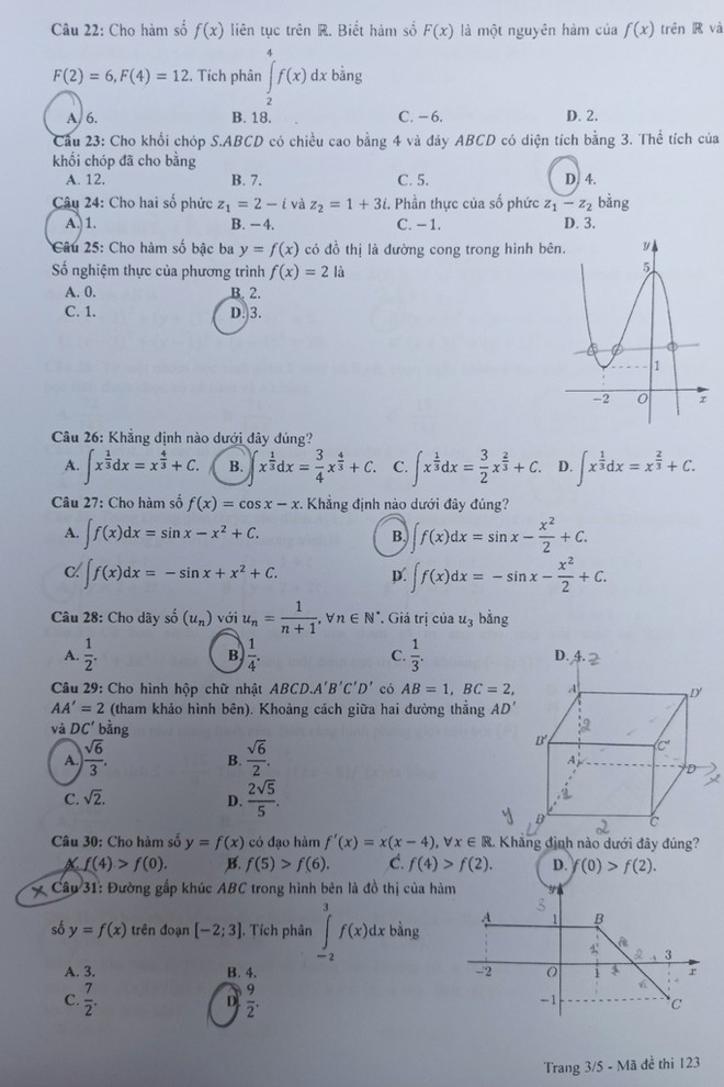 Đề thi chính thức môn Toán Kỳ thi Tốt nghiệp Trung học phổ thông ảnh 4