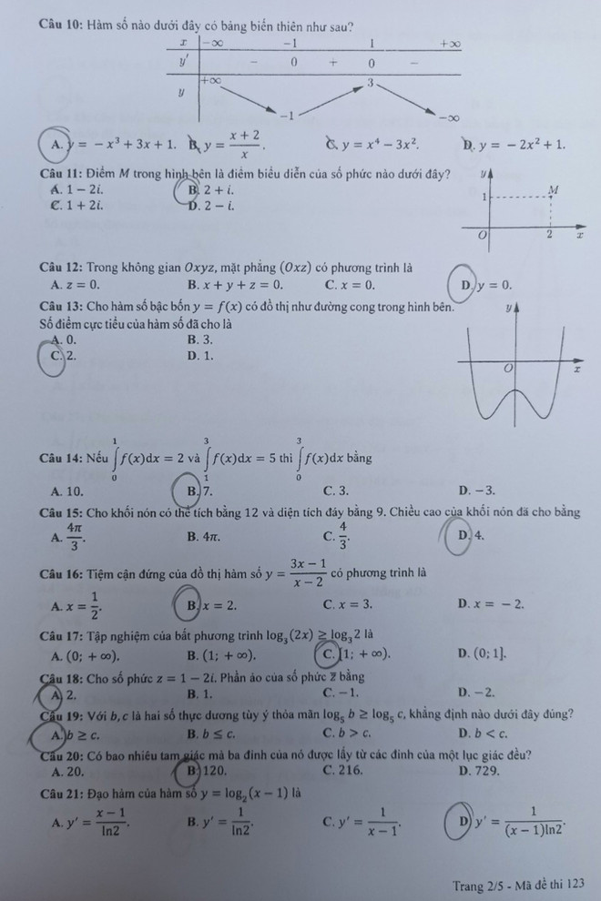 Đề thi chính thức môn Toán Kỳ thi Tốt nghiệp Trung học phổ thông ảnh 3