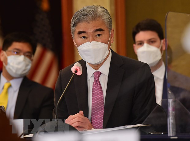Đại sứ Mỹ tại Indonesia Sung Kim.(Nguồn: AFP/TTXVN) Đại sứ Mỹ khẳng định thỏa thuận AUKUS không nhằm vào quốc gia nào ảnh 1