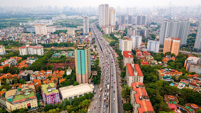 Tuyến đường vành đai 3 đã hết tình trạng ùn tắc. (Ảnh: Minh Sơn/Vietnam+) Hà Nội: Đã không còn ùn tắc giao thông trên đường Vành đai 3 ảnh 1