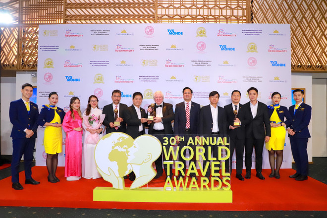Vietravel chiến thắng 4 hạng mục tại World Travel Awards.(Ảnh: PV/Vietnam+) World Travel Awards 2023: “Cơn mưa” giải thưởng cho Việt Nam ảnh 1