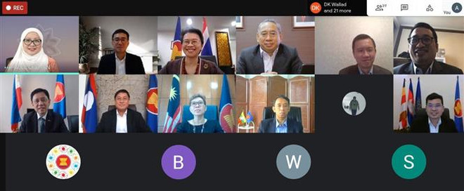 Ủy ban Điều phối Kết nối ASEAN họp phiên đầu tiên trong năm 2021 (ACCC 1/2021) theo hình thức trực tuyến (Ảnh: TTXVN phát) Ủy ban Điều phối Kết nối ASEAN đánh giá cao đóng góp của Việt Nam ảnh 1