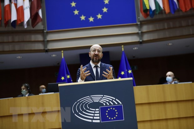 Chủ tịch Hội đồng châu Âu Charles Michel. (Ảnh: AFP/TTXVN) Liên minh châu Âu và Anh vẫn tranh cãi về quy chế đại sứ ảnh 1