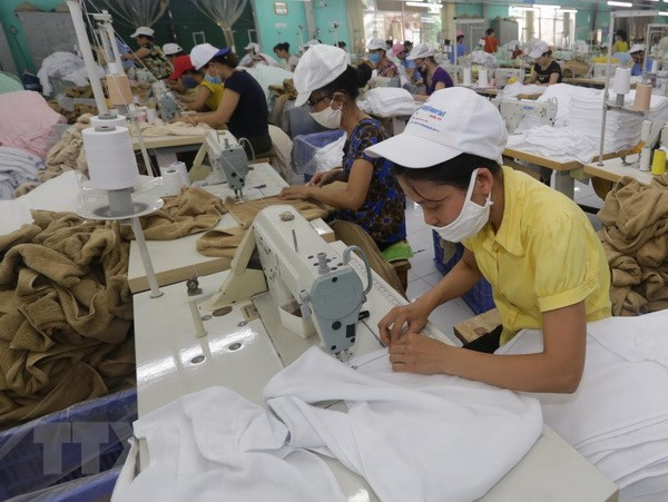 Sản xuất hàng dệt may xuất khẩu. (Nguồn: TTXVN) Vì sao kim ngạch xuất khẩu dệt may giảm mạnh trong quý 1? ảnh 2