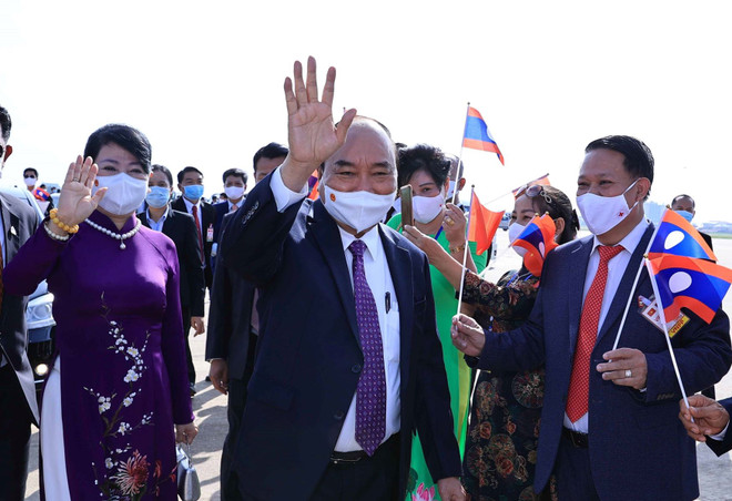 Hình ảnh Chủ tịch nước bắt đầu chuyến thăm hữu nghị chính thức Lào ảnh 3