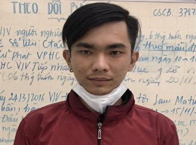 Đối tượng Nguyễn Thanh Huy tại cơ quan công an. (Ảnh: TTXVN phát) An Giang: Bắt nhanh đối tượng cố ý gây thương tích dẫn đến chết người ảnh 1