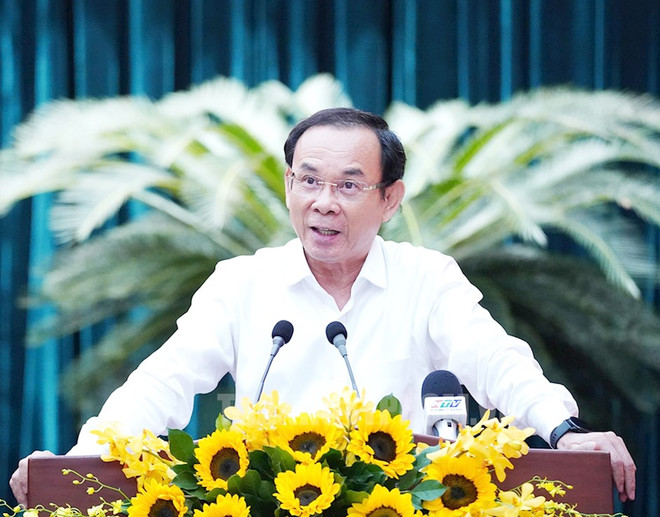 Bí thư Thành ủy Thành phố Hồ Chí Minh Nguyễn Văn Nên phát biểu kết luận hội nghị. (Nguồn: Trang tin Điện tử Đảng bộ Thành phố Hồ Chí Minh) nguyen van nen.jpg