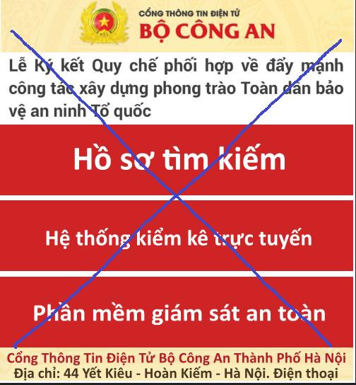 Phát hiện trang mạng mạo danh Cổng Thông tin điện tử Bộ Công an ảnh 1