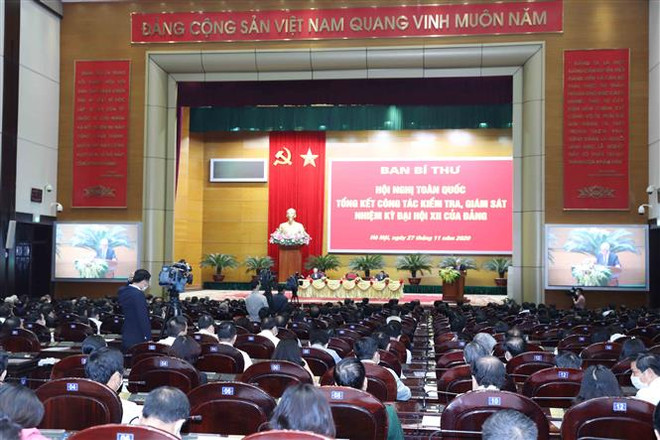 Quang cảnh hội nghị. (Ảnh: Phương Hoa/TTXVN) Tăng cường kiểm tra các tổ chức đảng, đảng viên ở cấp huyện và cơ sở ảnh 2