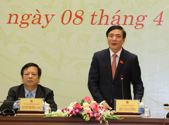 Tổng Thư ký, Chủ nhiệm Văn phòng Quốc hội Bùi Văn Cường chủ trì. (Ảnh: Văn Điệp/TTXVN) Hoàn thành chương trình Kỳ họp thứ 11 với nhiều nội dung quan trọng ảnh 1