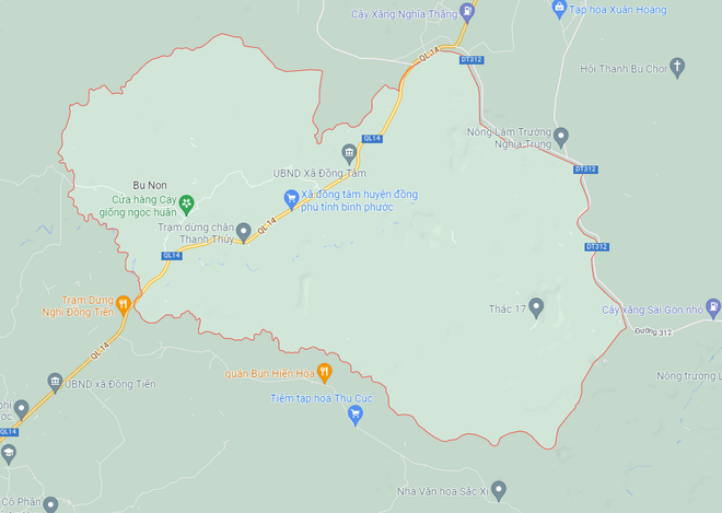 Khu vực xảy ra vụ việc. (Nguồn: Google Maps) Bình Phước: Bé gái đuối nước khi theo bà ngoại vào rẫy ảnh 1