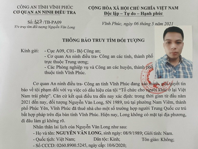 Truy tìm đối tượng tổ chức cho người khác ở lại Việt Nam trái phép ảnh 1