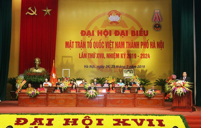 Bí thư Trung ương Đảng, Chủ tịch Ủy ban Trung ương Mặt trận Tổ quốc Việt Nam Trần Thanh Mẫn phát biểu tại Đại hội. (Ảnh: Nguyễn Dân/TTXVN) Đại hội đại biểu Mặt trận Tổ quốc Việt Nam thành phố Hà Nội ảnh 1