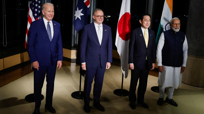 Các nhà lãnh đạo nhóm Bộ tứ.(Nguồn: AFP/TTXVN) Nhóm Bộ tứ triển khai mạng vô tuyến mở ở Ấn Độ Dương-Thái Bình Dương ảnh 1