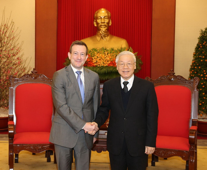 Tổng Bí thư Nguyễn Phú Trọng tiếp Đại sứ Pháp Bertrand Lortholary ảnh 1