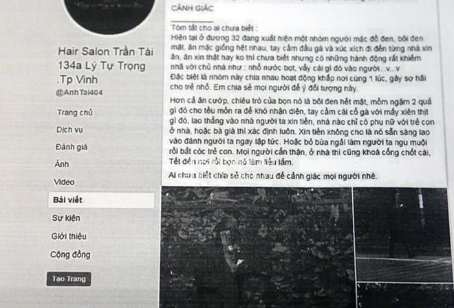 Triệu tập người đăng tin sai về 'nhóm mặt đen' ở thành phố Vinh ảnh 1