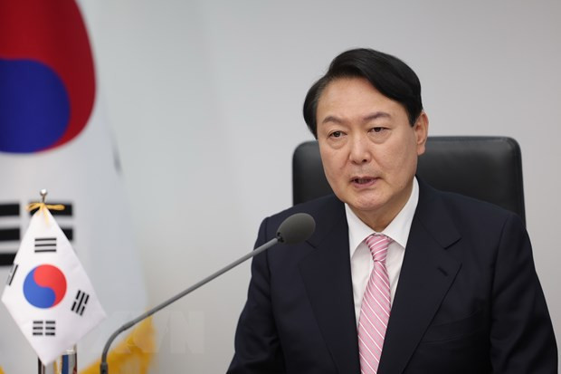 Tổng thống Hàn Quốc Yoon Suk-yeol. (Ảnh: Yonhap/TTXVN) Tín nhiệm của Tổng thống Hàn Quốc giảm tuần thứ 5 liên tiếp ảnh 1