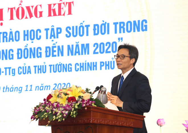Phó Thủ tướng Vũ Đức Đam phát biểu tại Hội nghị. (Ảnh: Hoàng Hiếu/TTXVN) 'Xây dựng xã hội học tập là trách nhiệm của cả hệ thống chính trị' ảnh 1
