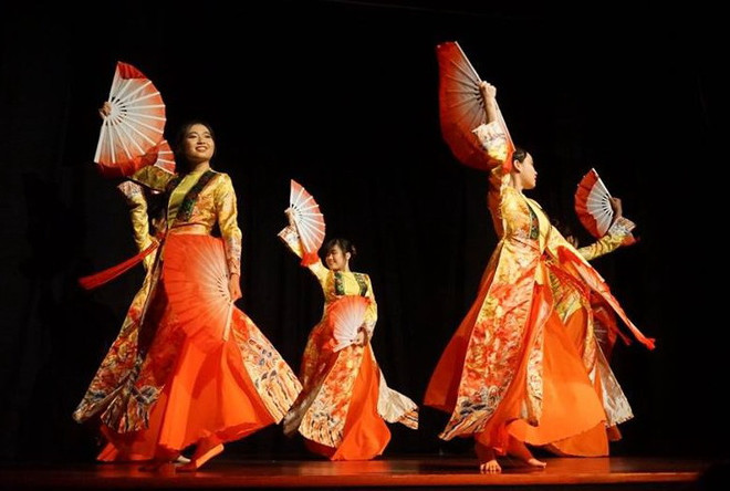 VNLSE Show 2016 đan xen nhiều tiết mục ca múa nhạc hấp dẫn. (Ảnh: Lê Phương/Vietnam+) Lắng đọng chương trình nghệ thuật của sinh viên Việt Nam tại Anh ảnh 2