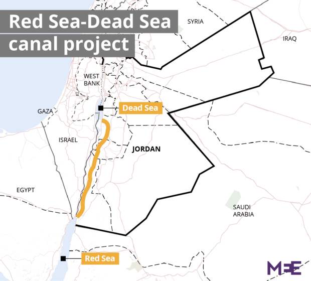 Dự án xây dựng con kênh đào đầu tiên nối Biển Đỏ với Biển Chết. (Nguồn: Middle East Eye) Jordan triển khai dự án xây kênh đào nối Biển Đỏ với Biển Chết ảnh 1