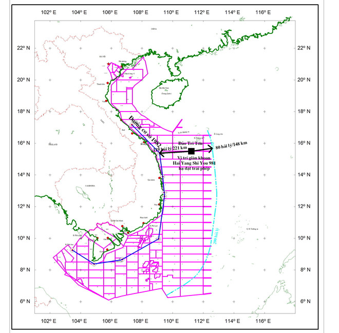 Bản đồ minh họa vị trí giàn khoan trái phép của Trung Quốc ảnh 2