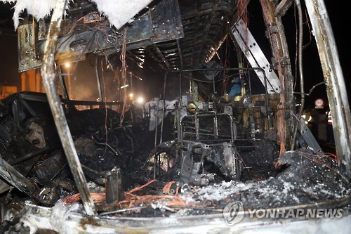 Xe buýt nổ lốp, đâm vào dải phân cách và bốc cháy, 10 người chết ảnh 2