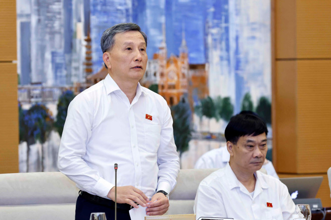 Chủ nhiệm Ủy ban Khoa học, Công nghệ và Môi trường của Quốc hội Lê Quang Huy trình bày tóm tắt báo cáo thẩm tra. (Ảnh: Doãn Tấn/TTXVN) ttxvn_thuong vu quoc hoi (5).jpg