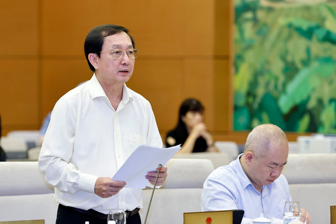 Bộ trưởng Bộ Khoa học và Công nghệ Huỳnh Thành Đạt trình bày tóm tắt tờ trình. (Ảnh: Doãn Tấn/TTXVN) ttxvn_thuong vu quoc hoi (6).jpg
