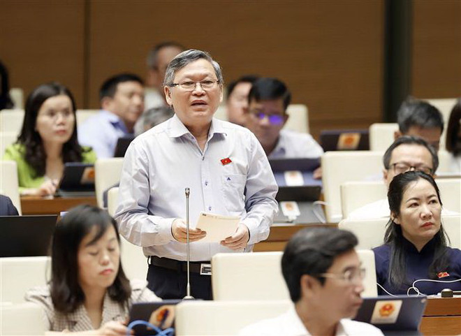 Đại biểu Quốc hội tỉnh Kon Tum Tô Văn Tám phát biểu ý kiến. (Ảnh: Doãn Tấn/TTXVN) Kiến nghị có một kỳ họp chuyên đề về dự án Luật Đất đai sửa đổi ảnh 2