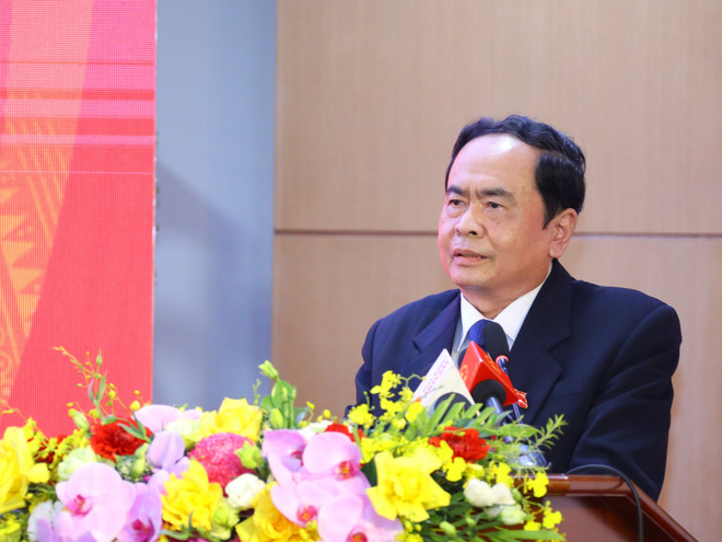 Phó Chủ tịch Thường trực Quốc hội Trần Thanh Mẫn phát biểu. (Ảnh: Văn Điệp/TTXVN) Chủ tịch Quốc hội dự Hội nghị tổng kết của Báo Đại biểu Nhân dân ảnh 2