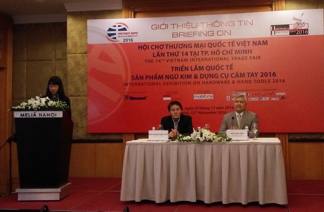 Họp báo thông tin về hội chợ. (Ảnh: Khánh Vân/Vietnam+) 520 doanh nghiệp sẽ tham gia Vietnam Expo 2016 tại TP. Hồ Chí Minh ảnh 1