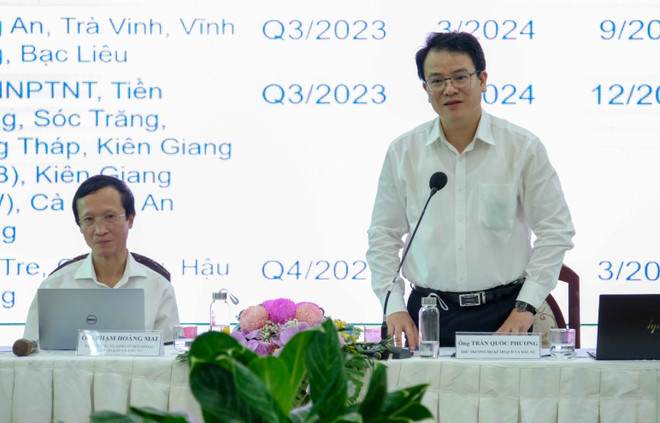 Thứ trưởng Bộ Kế hoạch và Đầu tư Trần Quốc Phương phát biểu. (Ảnh: Thanh Liêm/TTXVN) ĐBSCL: Rà soát, hoàn thiện đề xuất 16 dự án Mekong DPO ảnh 1