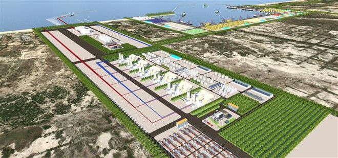 Phối cảnh dự án. (Ảnh: Nguyên Lý/TTXVN) Khởi công dự án Trung tâm điện khí LNG Hải Lăng ở tỉnh Quảng Trị ảnh 1