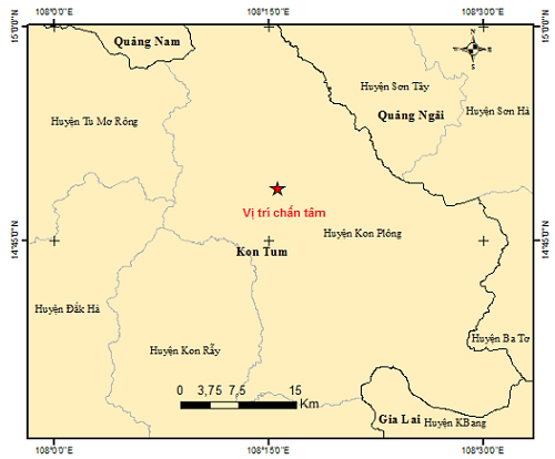 Động đất có độ lớn 3,8 tại huyện Kon Plông của tỉnh Kon Tum ảnh 1