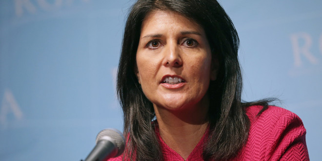 Đại sứ Mỹ tại Liên hợp quốc Nikki Haley. (Nguồn: The Huffington Post) Mỹ yêu cầu LHQ rút lại cáo buộc về việc Israel phân biệt chủng tộc ảnh 1