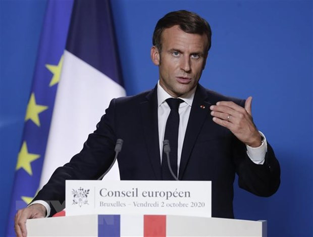 Tổng thống Pháp Emmanuel Macron. (Ảnh: AFP/TTXVN) Pháp: Sẽ thận trọng khi bắt đầu áp dụng thỏa thuận hậu Brexit Anh-EU ảnh 1