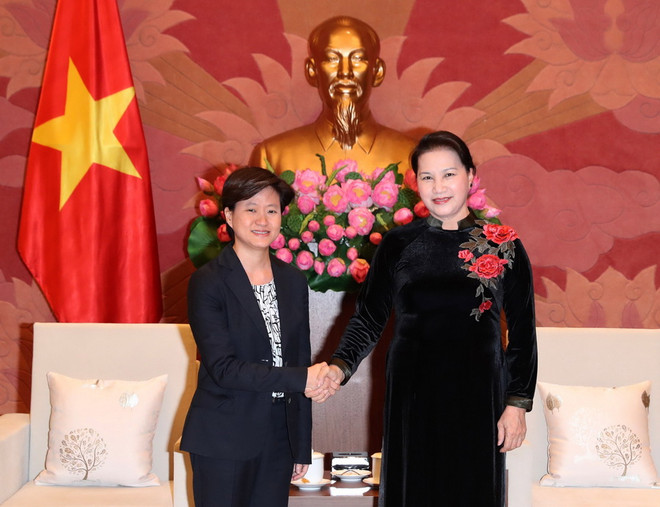 Chủ tịch Quốc hội Nguyễn Thị Kim Ngân tiếp Đại sứ Singapore ảnh 1