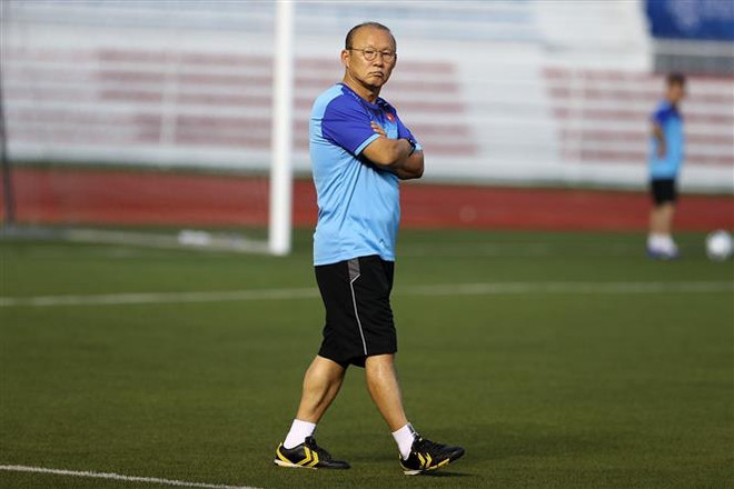 Huấn luyện viên Park Hang-seo. (Ảnh: Hoàng Linh/TTXVN) SEA Games 30: HLV Park Hang-seo khẳng định sẽ chiến đấu từng trận một ảnh 1