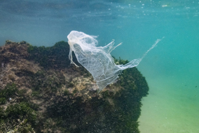 Rác thải nhựa trôi trên Ấn Độ Dương, gần thị trấn Ahangama ở Galle, Sri Lanka. (Ảnh: AFP/TTXVN) ttxvn_rac thai nhua 2.jpg