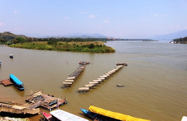 Sông Mekong tại khu vực Tam giác vàng Thái Lan, Lào, Myanmar. (Ảnh: Vietnam+) Mỹ-Trung 'đọ sức' trên sông Mekong: Các nước hạ lưu hưởng lợi? ảnh 1