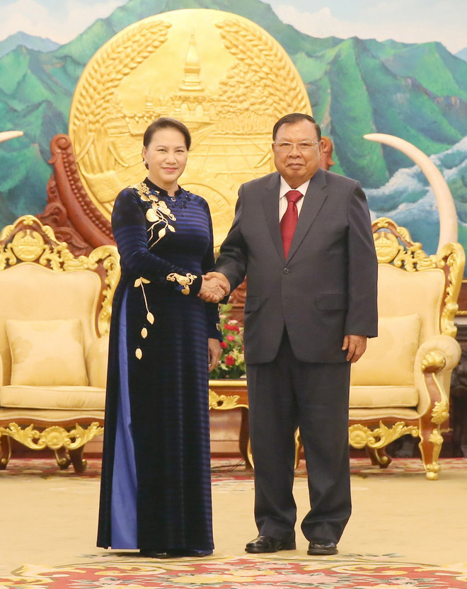 Chủ tịch Quốc hội chào xã giao Tổng Bí thư, Chủ tịch nước Lào ảnh 2