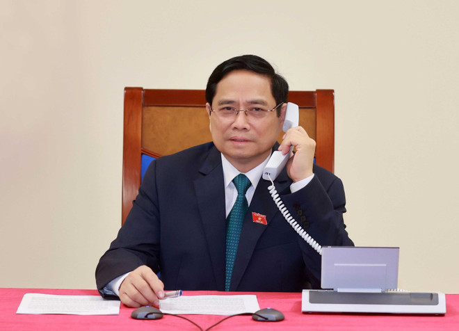 Thủ tướng Chính phủ Phạm Minh Chính. (Ảnh: Thống Nhất/TTXVN) Thủ tướng Lào điện đàm chúc mừng Thủ tướng Chính phủ Phạm Minh Chính ảnh 1