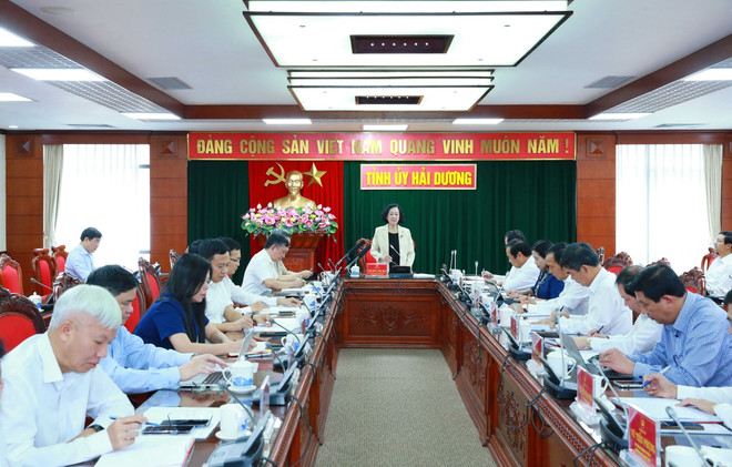 Thường trực Ban Bí thư làm việc với Ban Thường vụ Tỉnh ủy Hải Dương ảnh 1