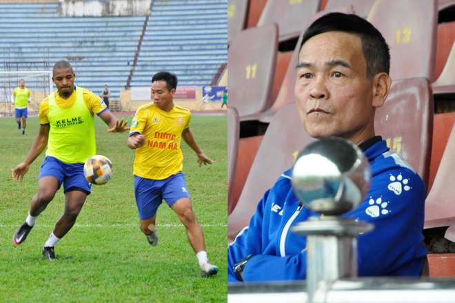 Những bước phát triển đầu tiên của Rafaelson tại V-League có dấu ấn của cựu danh thủ Nguyễn Văn Dũng (phải). (Ảnh: TXNĐ) son.png