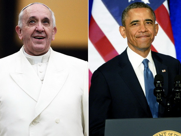 Giáo hoàng Francis I và Tổng thống Mỹ Obama. (Nguồn: NY Post) Tổng thống Mỹ Obama sẽ gặp Giáo hoàng trong tháng Ba ảnh 1
