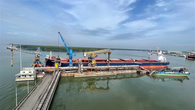 Va chạm giữa tàu container với tàu hàng tại cầu cảng do thời tiết xấu ảnh 1